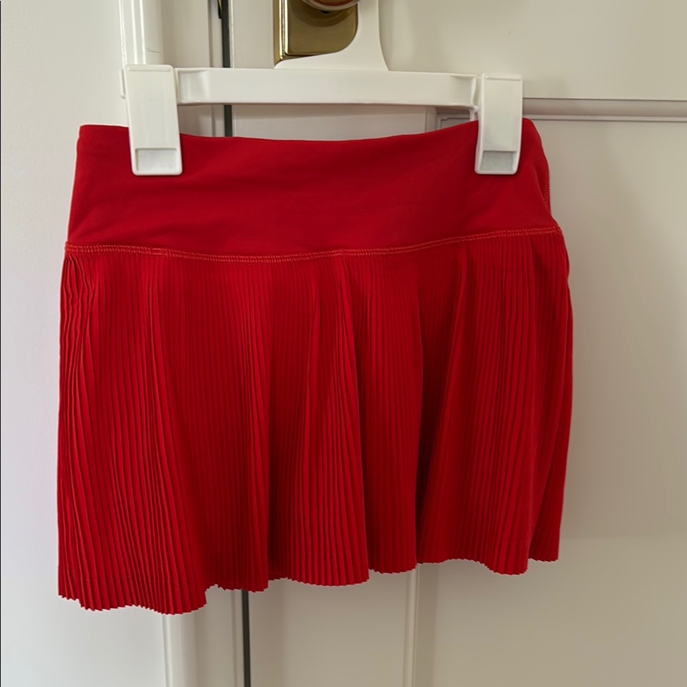 Red Pleated Women's Skirt